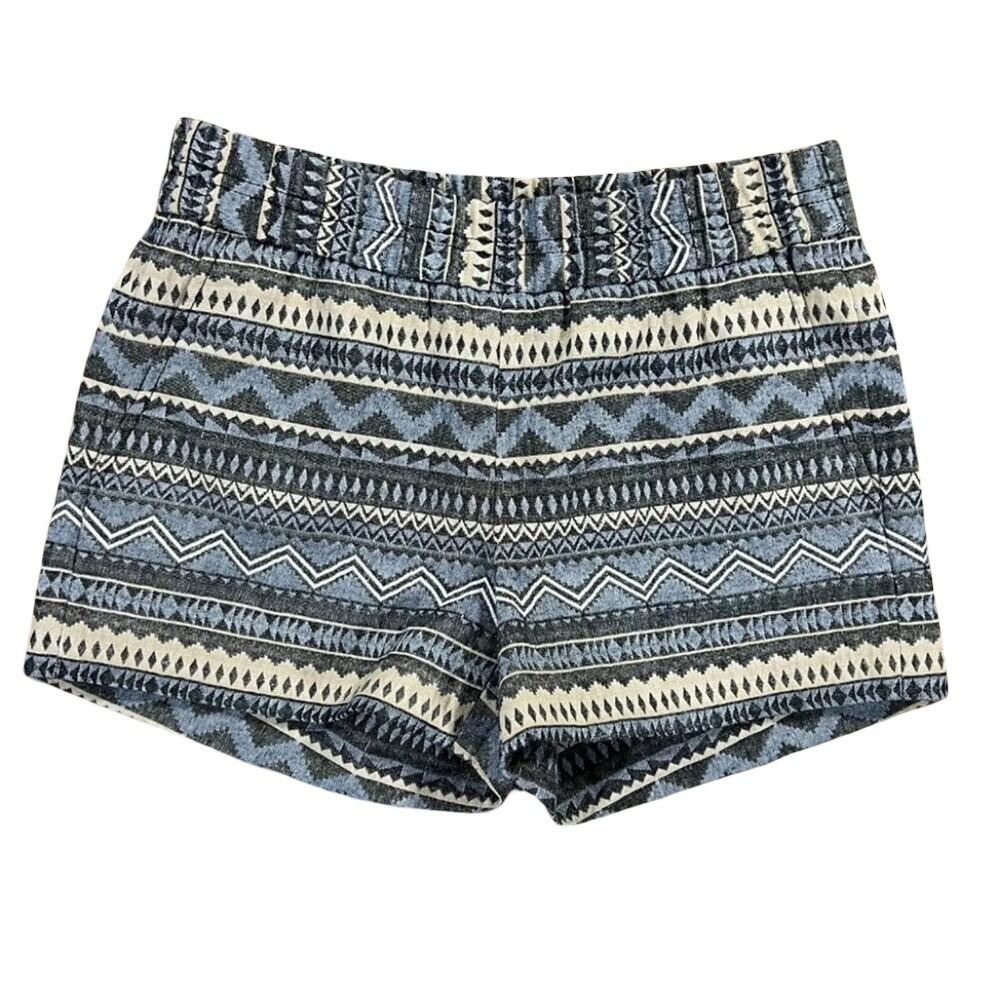 J.Crew Womens Blue Geometric Southwestern Print Jacquard Pull‎ On Shorts Size 4